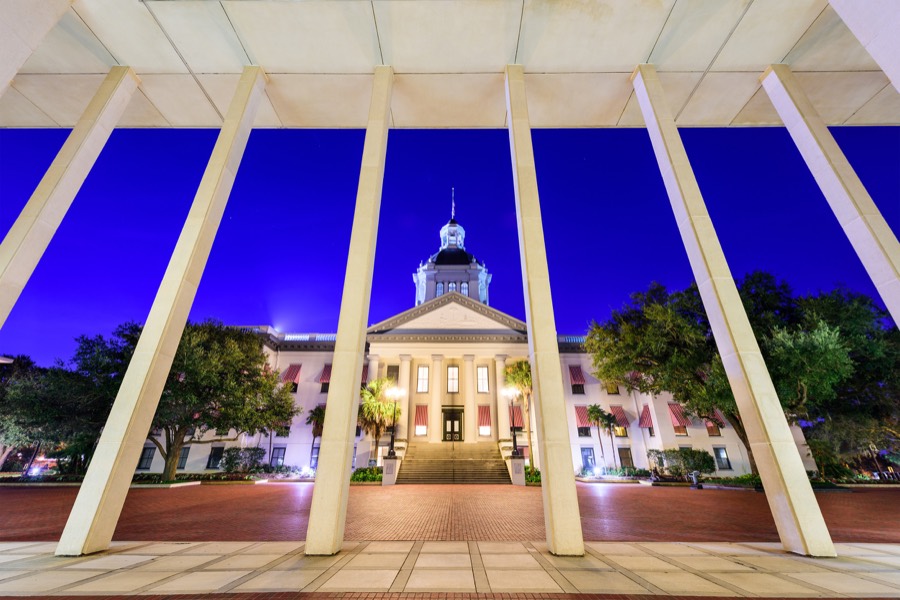State capitol building at dusk